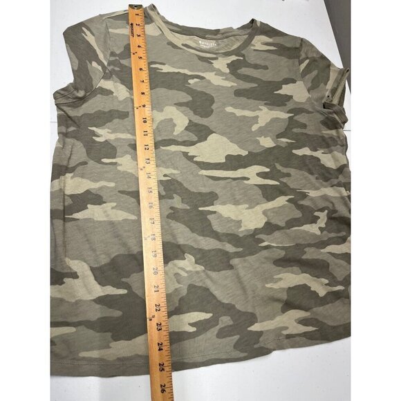Athleta Womens XL Organic Daily Green Camo Crewneck Short Sleeve Shirt - Picture 3 of 6